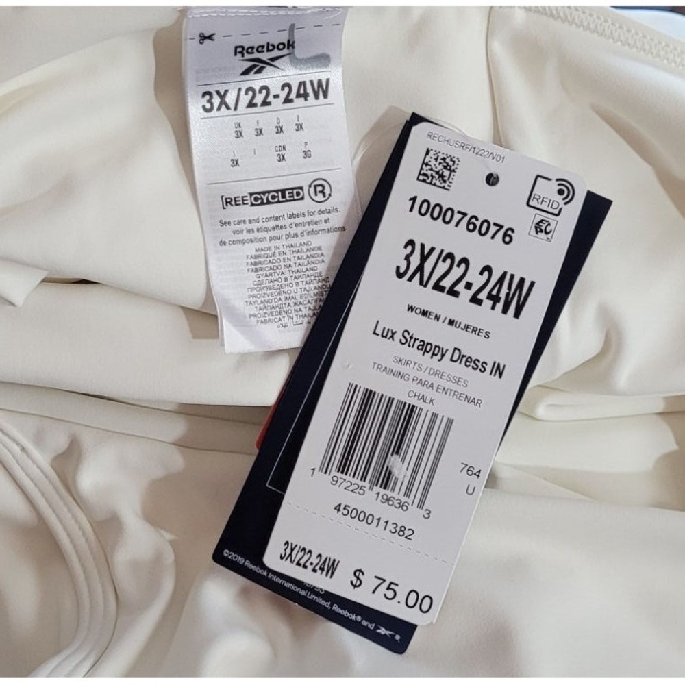 Reebok Women's Plus Size Workout Lux Strappy Dress - Chalk - 3X (22W/24W) - $75 - Picture 3 of 3